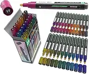 24 Acrylic Paint Pens Markers Set Special Color Series For Rock Painting, Pebbles, Plastic, Canvas, Glass, Mugs, Journaling, Multi Surfaces. Opaque, Waterbased, Quick Drying (JEWEL MEDIUM)