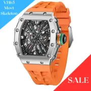 42mm PAGANI DESIGN Rubber Skeleton Dial Japan VH65 Quartz Men's Wrist Watch