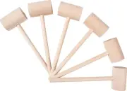 6Pcs Wooden Hammers, Natural Hardwood Crab Lobster Seafood Mallets