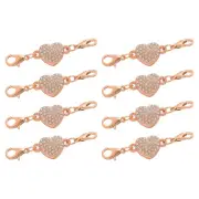 8Pcs Magnetic Jewelry Clasps Heart Magnetic Locking Lobster Clasps Rose Gold