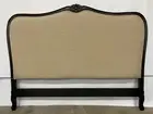French Provincial Louis XV Style Bed Head Queen Size Black Frame Linen Upholster