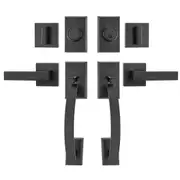 Matte Black Double Door Lock Set with Reversible Arched Lever Handles