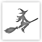 Witch on Broom #2 Halloween Stencil - Choose a Size - Laser-Cut Reusable Plastic