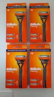 4 Packets Gillette Fusion 5 Razor Handle + 2 Cartridges - NEW IN BOX