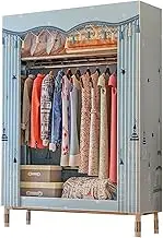 Folding Clothing Cabinet Portable Wardrobe High Bearing Canvas Wardrobe Easy to Assemble with Hanging Rod for Dressing Room, Bedroom