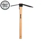 14-2/5" Wood Handle Digging Hoe/Cultivator Combo Rust-Resist Black Coated Steel