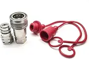 Hydraulic ISO A Quick Release Coupling 1/2" BSP Thread with PVC Dust Plug & Cap