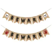 2 Pcs Alien Inflatable Beware Banner Halloween Branch Decorations