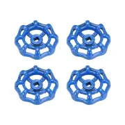 Round Wheel Handle Square Broach 7x7mm Wheel OD 64mm Paint Cast Steel Blue 4Pcs