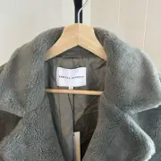 NWT REBECCA MINKOFF Green Wool Blend Oversized Double Breasted Coat Womens L