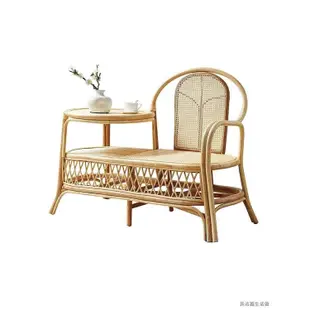 藤椅 藤休閒椅 咖啡椅 籐家具 藤編茶幾沙發一體家用復古躺椅電話椅簡約小戶型實木單人沙發椅
