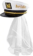 MGupzao Bride Captain Hat Bachelorette Party Favor, Bridal Party Hats with Veil, Bride to be Gift, Beach Boat Party