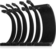 Asiahorse Power Supply Sleeved Cable for Power Supply Extension Cable Wire Kit 1x24-PIN/ 2x8-PORT (4+4) M/B,3x8-PORT (6+2) PCI-E 30cm Length with Combs(Dual EPS Black)