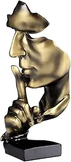 aboxoo Thinker Statue, Silence is Gold Abstract Art Figurine, Modern Home Resin Sculptures Decorative Objects Piano Desktop Decor for Creative Room Home, Office Study (Gold)