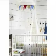 Ikea Fabler Bed Crib Canopy Silke Leffler White Multi Pendants 94" New Rare
