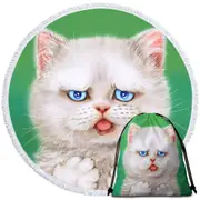 Cat Drawings Innocent White Kitten Round Beach Towel