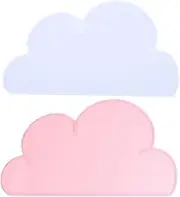 Luxshiny Set of 2 Silicone Placemats Heat Table Mats for Boys and Girls Anti-Slip Bowl Dish Mat Cloud Shape Pet Dining Pad