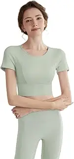 [TianheInnove] Women's Cross-Back Yoga Top,Seamless Workout Tee for Yoga,Training,Gym and Beach Running
