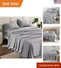 King Size Sheet Set, Cooling Sheets King, Rayon Derived from Bamboo, Deep Poc...