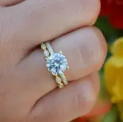 Round Halo Ring Set Promise Ring Set Engagement Wedding Ring Set 925 Silver Ring