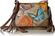 Anna by Anuschka Women's Genuine Leather Flap-Over Cross Body | Hand Painted Original Artwork |