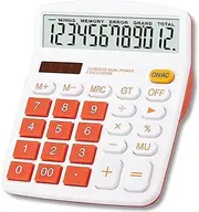 [Meichoon] Office Calculator Solar Battery Dual Power 12 Digit Display Large Standard Function Desktop Business Multifunctional Orange