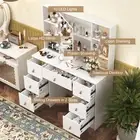 Makeup Vanity Desk Dressing Table with Large Mirror and LED Light 7 Drawers