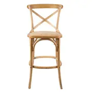 Café Cross Back Bar Stool - Oak/Rattan