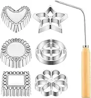 Achappam Mold Bunuelos Mold with Handle Rosette Set,Heart Star Square Mold for Kitchen Baking Fried