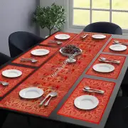 Silk Satin Table Runner mat Brocade Motifs Satin Combo Set Dining Table Decor