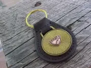 1988-1998 Chrysler Eagle NOS Leather Key Fob Antique Gold Medallion Unique Class