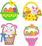 WOONEKY Easter Cartoon Flower Basket Toy 4pcs Kids Craft Educational Toy for Kids Safe Eva Material Easter Random Style