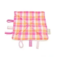 在飛比找樂天市場購物網優惠-日本 COCOWALK安撫巾/手帕 - 粉橘格紋