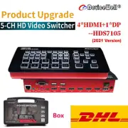 V2022 Devicewell HDS7105 5-CH HD Video Switcher 4*HDMI+1*DP input Live Streaming