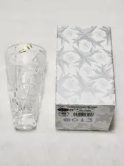 Caesar Crystal Bohemiae Hand Cut Lead Crystal Miter Vase 6.5" Karel Rosa Signed
