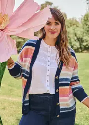 [Virtuelle] Taking Shape Multi Stripe Short Cardigan Size 20 in Multi - Plus Size Women's Clothing Multi