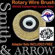 ROTARY WIRE WHEEL 8" 200mm / 6" 150mm BRASS BRUSH BENCH GRINDER STEEL METAL RUST
