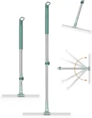 Retractable Silicone Floor Scraper Bathroom Wiper, 2-Pack Floor Squeegee, Silico