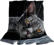 Plush Blanket, Nap Blanket, Warm Cozy Soft, Microfiber Blankets, Gray Cat