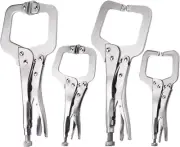 4 Piece C-Locking Pliers, 6 Inch and 11 Inch C-Clamp Locking Pliers with Regular