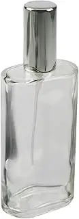 Fantasia Travel Perfume Bottle: 100ml Refillable Atomiser - Clear Glass, Silver Pump Spray Bottle