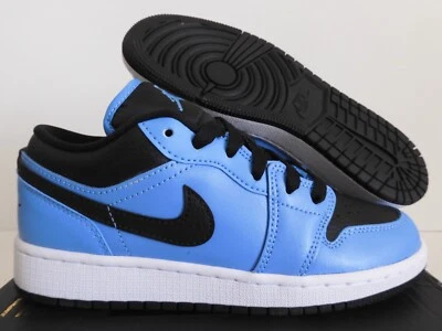 NIKE AIR JORDAN 1 LOW (GS) UNIVERSITY BLUE-BLK SZ 4Y-WOMENS SZ 5.5 [553560-403]