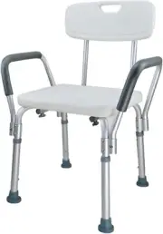 Adjustable Shower Chair Seat Bath Stool with Padded Armrest for Elderly Disabled