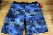 Wonder Nation Boys Print Swim Trunks w/UPF 50+ Protection-Sharks- Large (10/12)