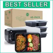 Microwave & Freezer Safe 41oz Meal Prep Containers - 40-Pack for Convenience
