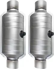 2 Pack 2.5 Inch Inlet/Outlet Universal Catalytic Converter w/Heat Shield Stainless Steel (EPA Compliant)