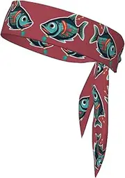 Fish with A Lure Sports Strap Double-Sided Headscarf Men's Bow Tie Sports Headscarf Running Yoga Exercise Headband