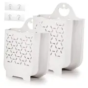 Laundry Basket Collapsible Laundry Hamper 2 Packs Clothes Hamper Portable White
