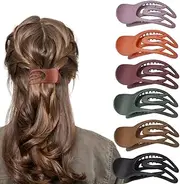 French Concord Flat Hair Clips, 6Pcs French Concord Hair Clips Curved Claw Clips,Curved Hair Claw Clips,Flat Hair Clip French Concord Hair Clips,Curved Hair Claw Clips Matte Alligator Hair Clips