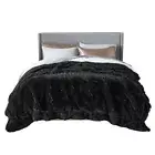 Soft Blankets Queen Size for Bed, Fluffy Fuzzy Queen (90" x 90") Black